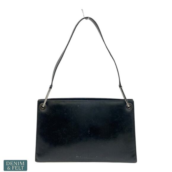 Gucci Vintage Black Patent Leather Shoulder Bag Logo Plaque Authentic Italy - Picture 4 of 16